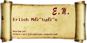 Erlich Mátyás névjegykártya